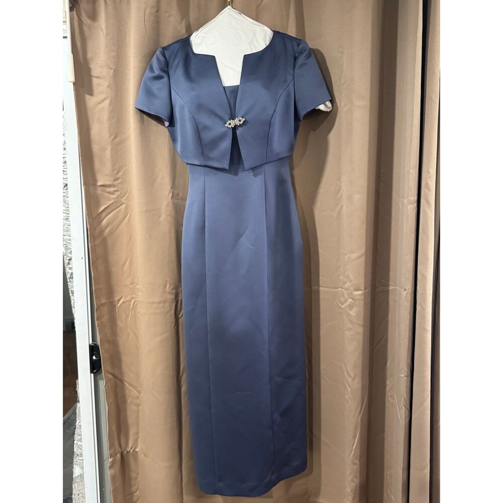 Alex Evenings Mother of the Bride Formal Gown  w/ Bolero Jacket Blue Size 4